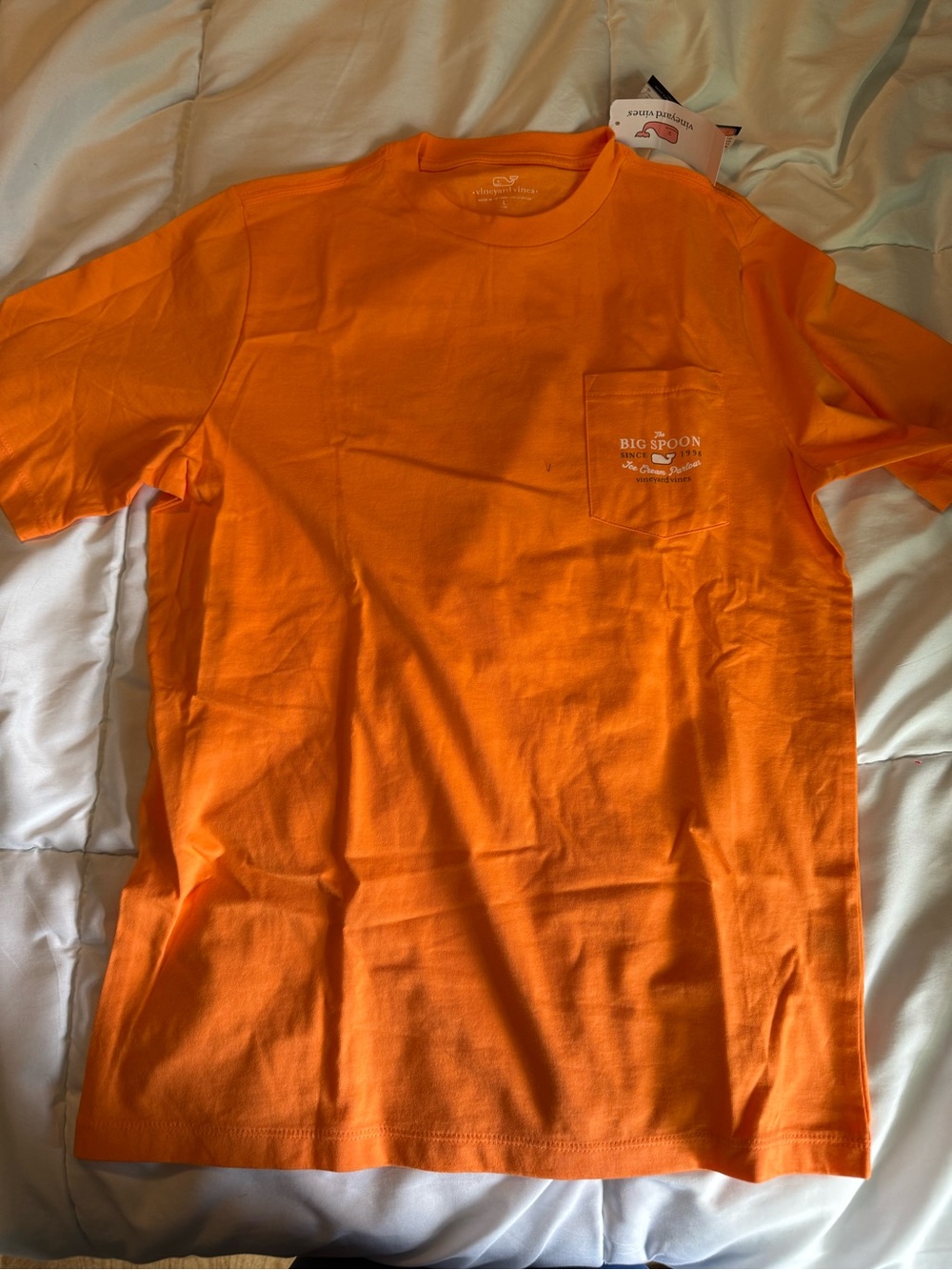 Vineyard Vines Bright Orange Short Sleeve Pocket Tee